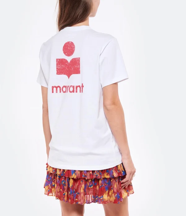 MARANT ÉTOILE Tee-shirt Zewel Coton Organique Blanc Framboise 4