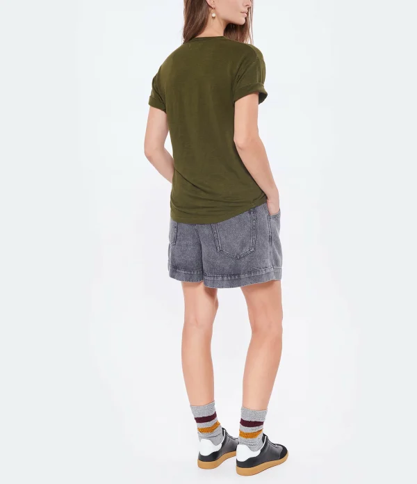 MARANT ÉTOILE Tee-shirt Koldi Lin Kaki Doré 6