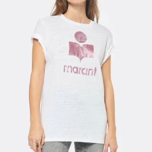 MARANT ÉTOILE Tee-shirt Zewel Lin Rose Blanc 8