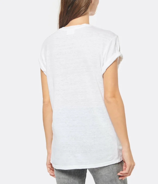 MARANT ÉTOILE Tee-shirt Zewel Lin Rose Blanc 5