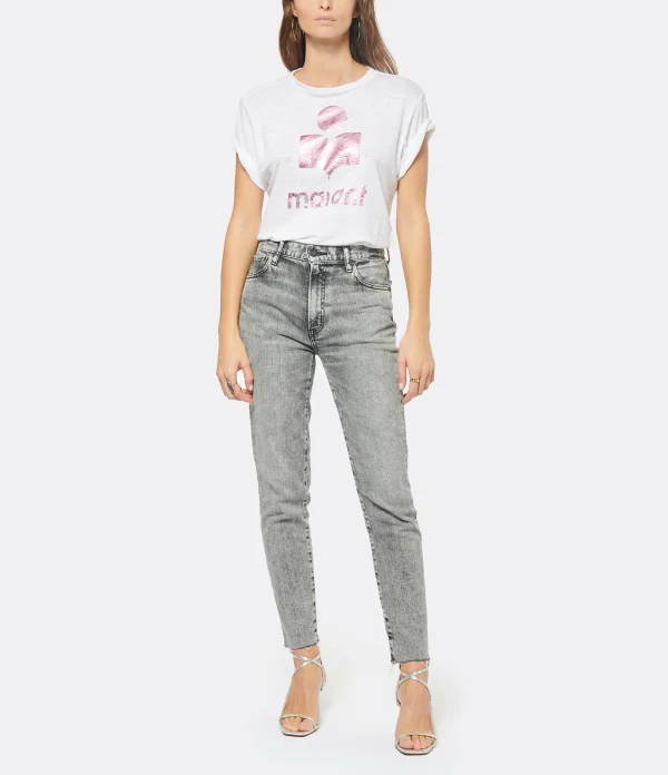 MARANT ÉTOILE Tee-shirt Zewel Lin Rose Blanc 4