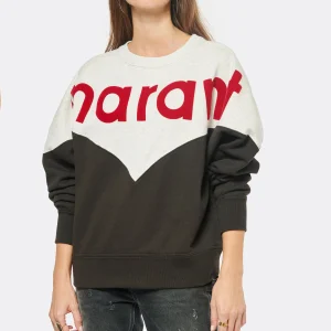 MARANT ÉTOILE Sweatshirt Houston Coton Noir Délavé Rouge 11