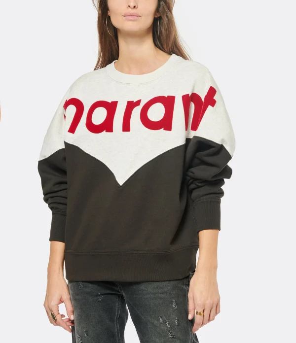 MARANT ÉTOILE Sweatshirt Houston Coton Noir Délavé Rouge 4