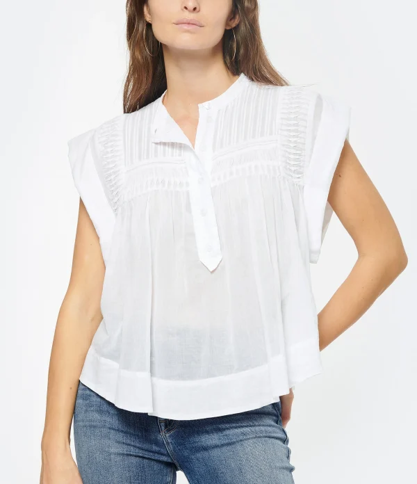 MARANT ÉTOILE Top Leaza Coton Blanc 4