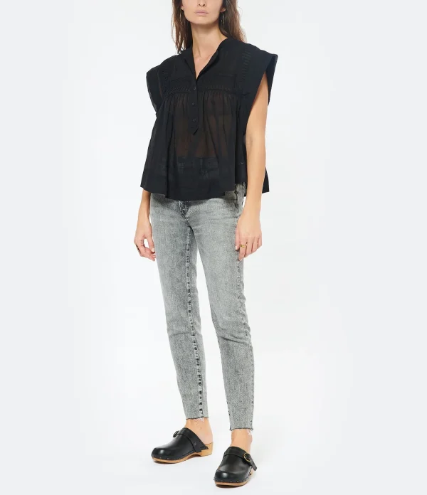 MARANT ÉTOILE Top Leaza Coton Noir 5