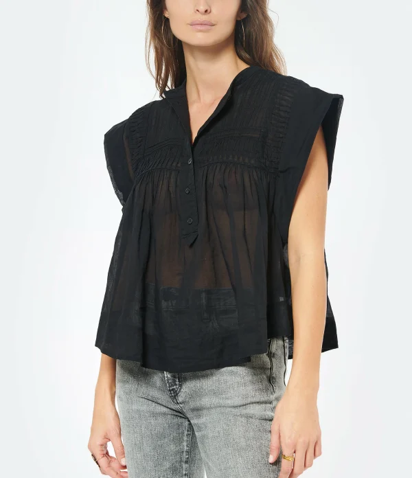 MARANT ÉTOILE Top Leaza Coton Noir 6