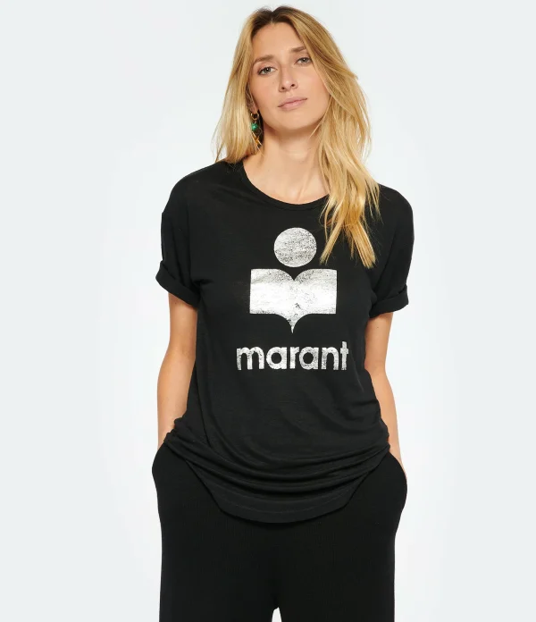 MARANT ÉTOILE Tee-shirt Koldi Lin Noir Argenté 5