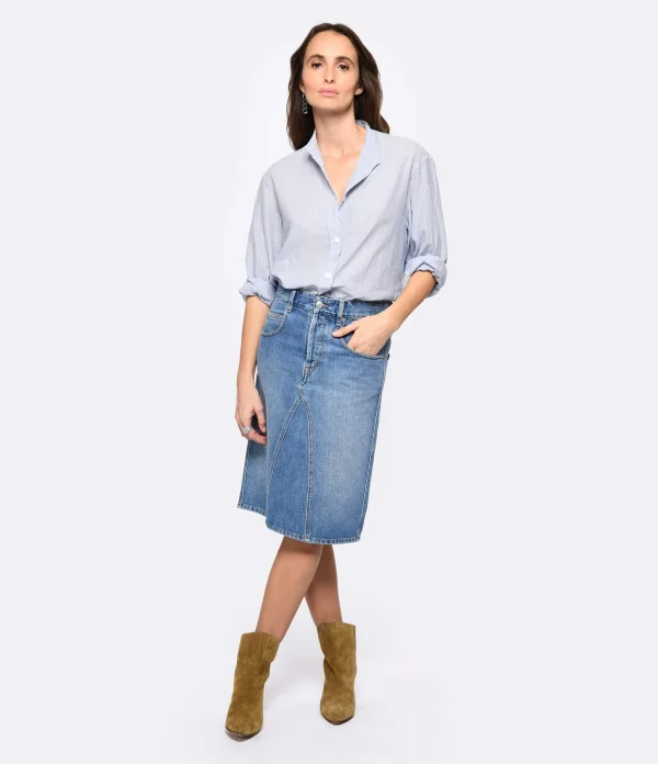 MARANT ÉTOILE Jupe Fiali Coton Bleu Clair 4