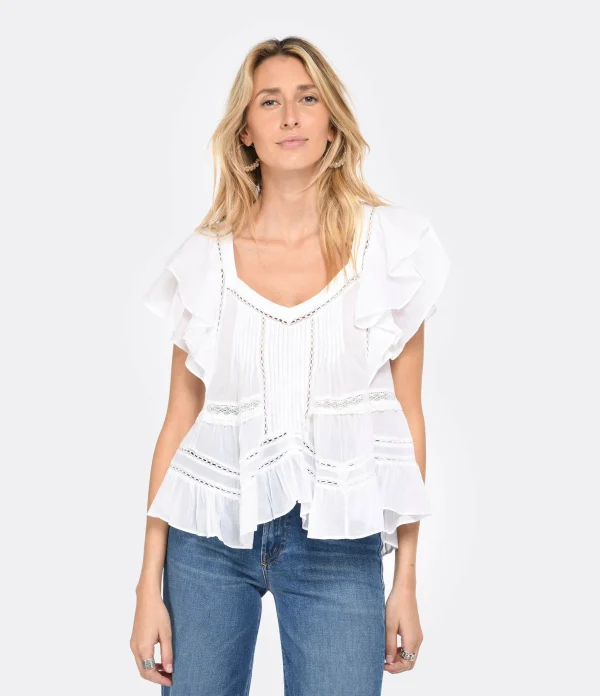 MARANT ÉTOILE Top Madrana Coton Blanc 4