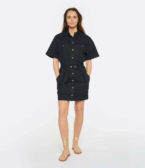 MARANT ÉTOILE Robe Rime Coton Noir Délavé 4