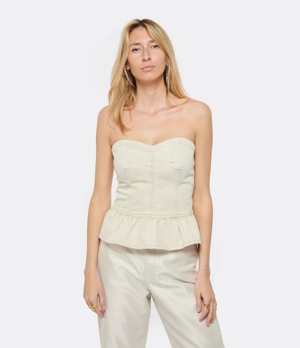 MARANT ÉTOILE Top Solizinia Coton Écru 3