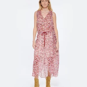 MARANT ÉTOILE Robe Longue Fadelo Imprimé Framboise Écru 10