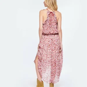 MARANT ÉTOILE Robe Longue Fadelo Imprimé Framboise Écru 12