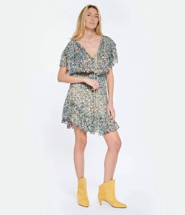 MARANT ÉTOILE Robe Florise Imprimé Vert Écru 4