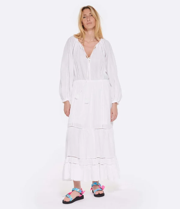 MARANT ÉTOILE Robe Longue Latifa Coton Blanc 4