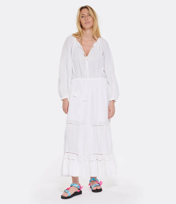 MARANT ÉTOILE Robe Longue Latifa Coton Blanc 4