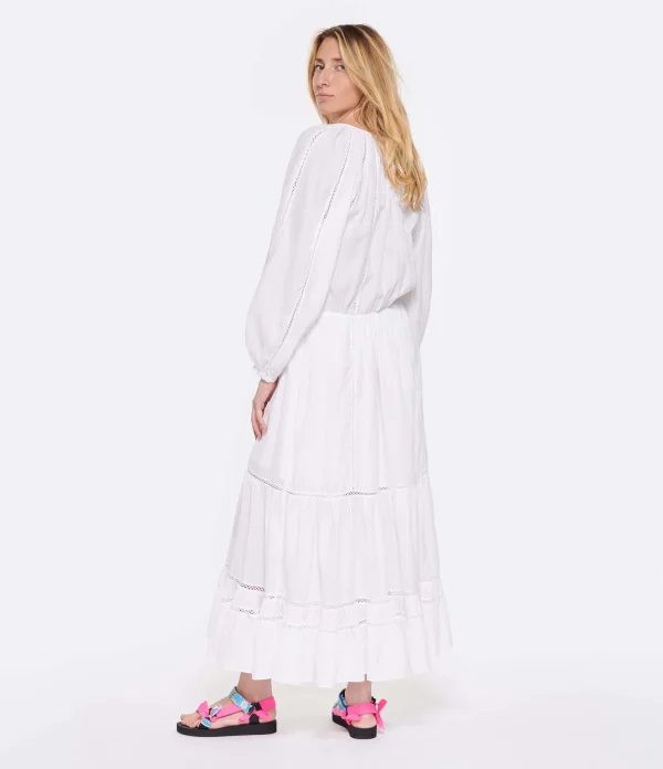 MARANT ÉTOILE Robe Longue Latifa Coton Blanc 5