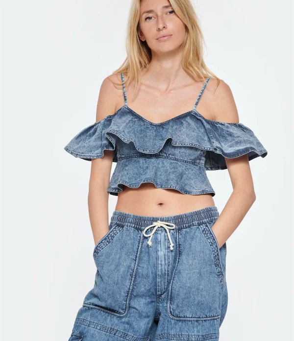 MARANT ÉTOILE Top Voloteo Coton Bleu 3