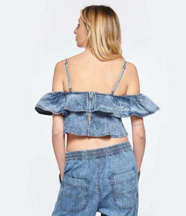 MARANT ÉTOILE Top Voloteo Coton Bleu 5