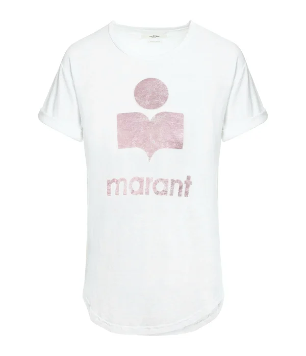 MARANT ÉTOILE Tee-shirt Koldi Lin Blanc Rose 1