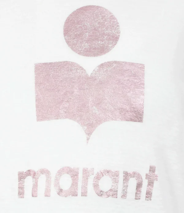 MARANT ÉTOILE Tee-shirt Koldi Lin Blanc Rose 3