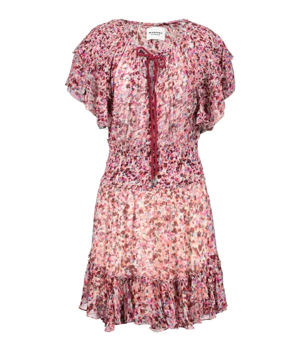 MARANT ÉTOILE Robe Florise Imprimé Framboise Écru 1