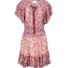 MARANT ÉTOILE Robe Florise Imprimé Framboise Écru 11