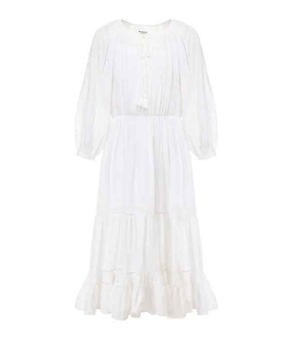 MARANT ÉTOILE Robe Longue Latifa Coton Blanc 1