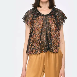 Isabel Marant Top Oriane Soie Imprimé Orange 12