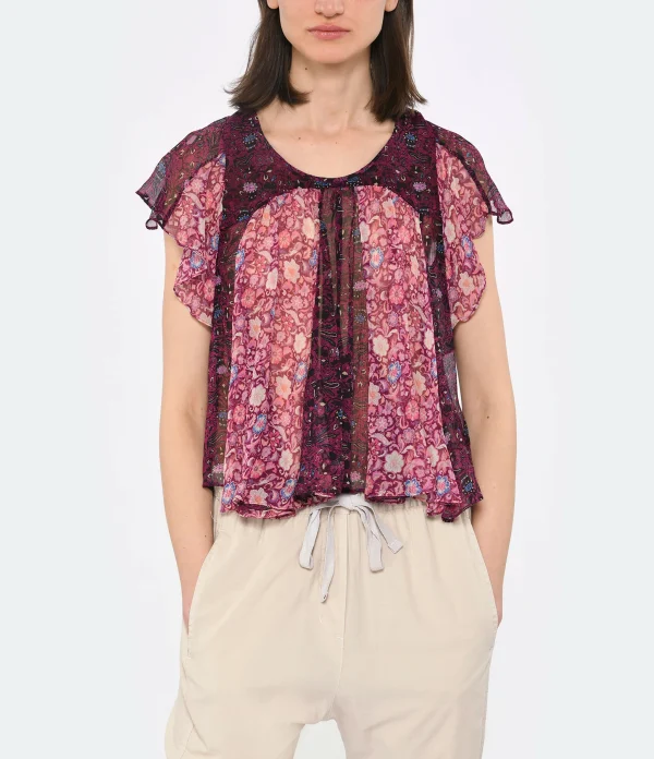 Isabel Marant Top Oriane Soie Fuchsia 4