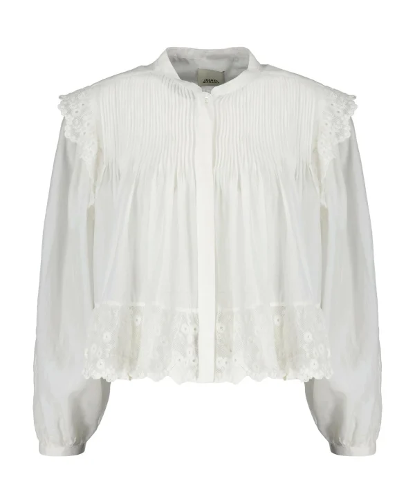 Isabel Marant Chemise Mikia Coton Dentelle Blanc 1