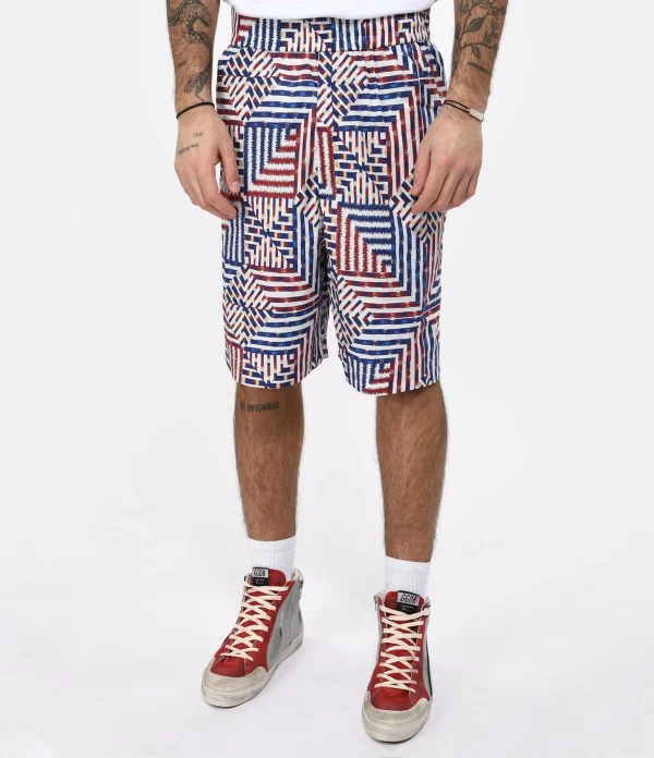 Isabel Marant Short Homme Edoardo Coton Bleu Rouge 5