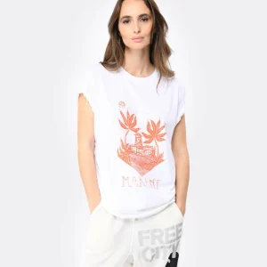 Isabel Marant Tee-shirt Homme Zafferh Coton Orange Blanc 11