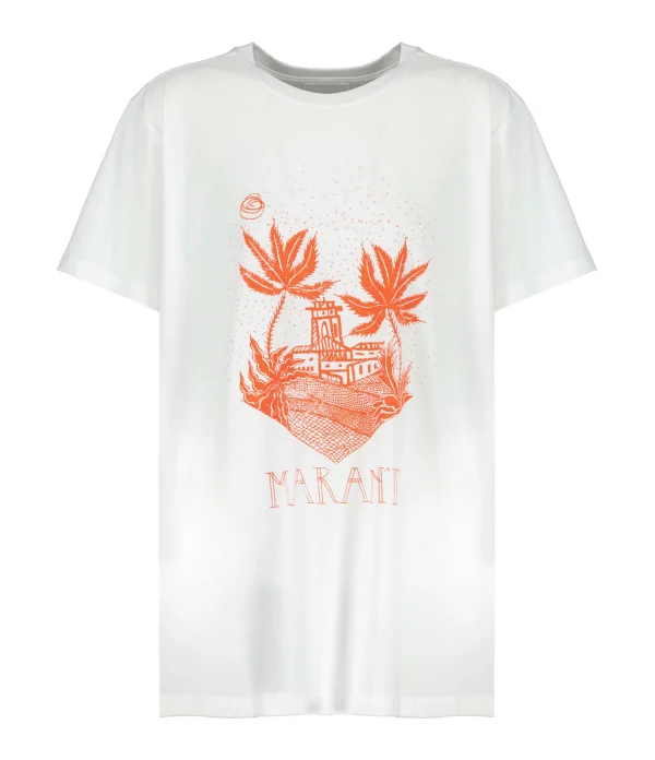 Isabel Marant Tee-shirt Homme Zafferh Coton Orange Blanc 1