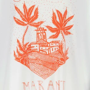 Isabel Marant Tee-shirt Homme Zafferh Coton Orange Blanc 9