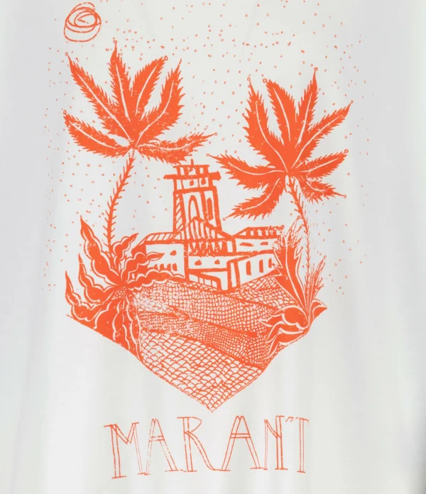 Isabel Marant Tee-shirt Homme Zafferh Coton Orange Blanc 3