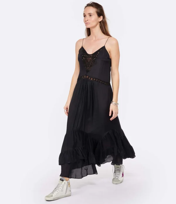 IRO Robe Midi Cliff Soie Noir 3