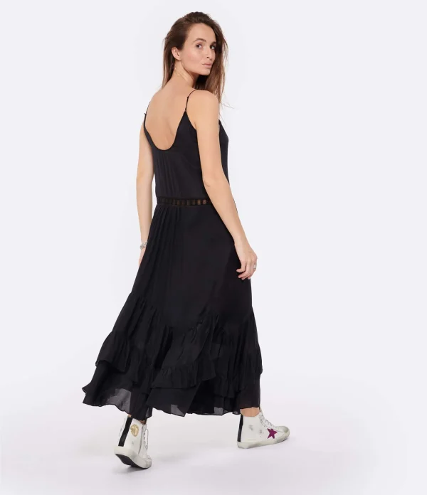 IRO Robe Midi Cliff Soie Noir 4