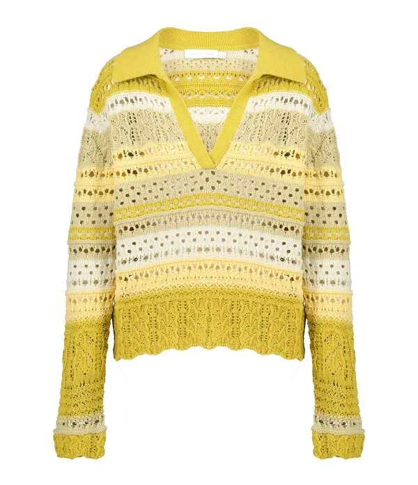 JONATHAN SIMKHAI Pull Polo Roxana Coton Jaune 1