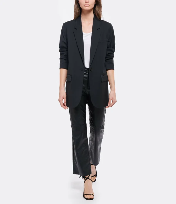 JEANNE VOULAND Pantalon Gabryel Cropped Flare Similicuir Noir 4