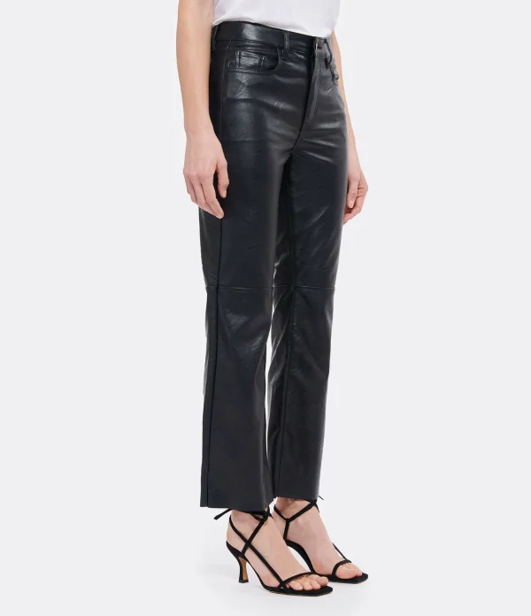 JEANNE VOULAND Pantalon Gabryel Cropped Flare Similicuir Noir 5