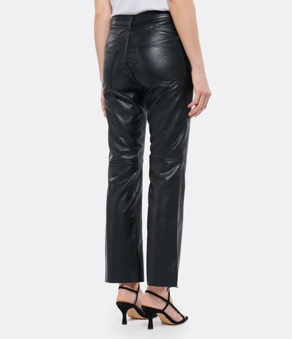 JEANNE VOULAND Pantalon Gabryel Cropped Flare Similicuir Noir 6