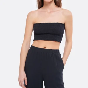 JEANNE VOULAND Top Hyna Bandeau Gaze De Coton Noir 12