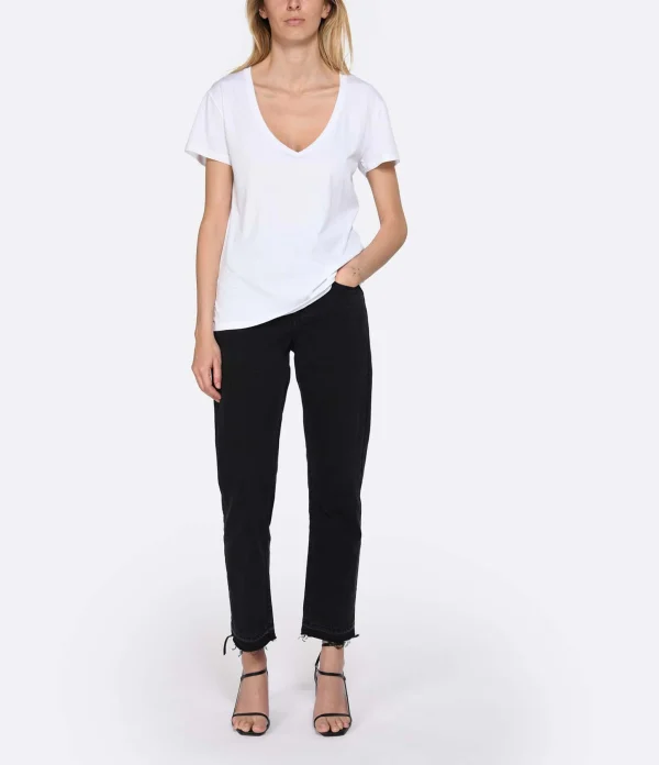 JEANNE VOULAND Tee-shirt Bobby V Coton Pima Blanc 5