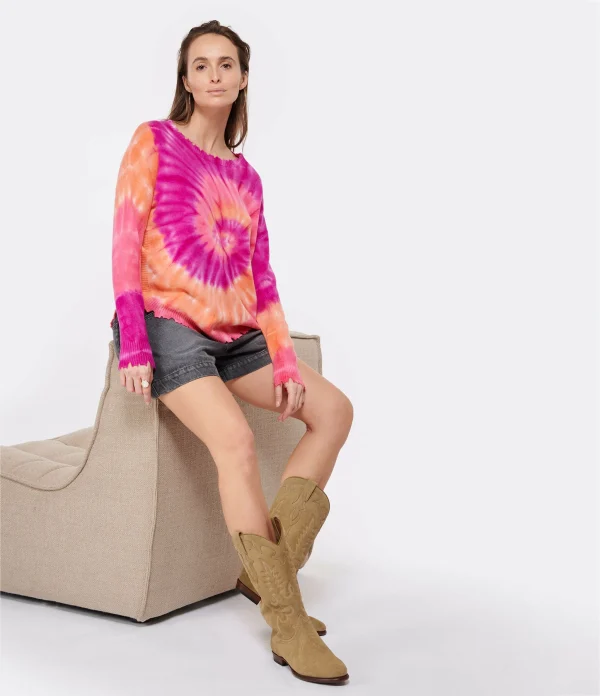 Kujten Pull Col Rond Mela Sunny Cachemire Rose Neon 5