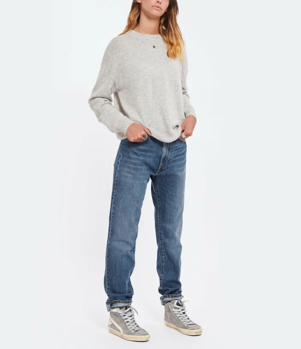 LOULOU STUDIO Jean Wular Droit Coton Bleu Délavé 4