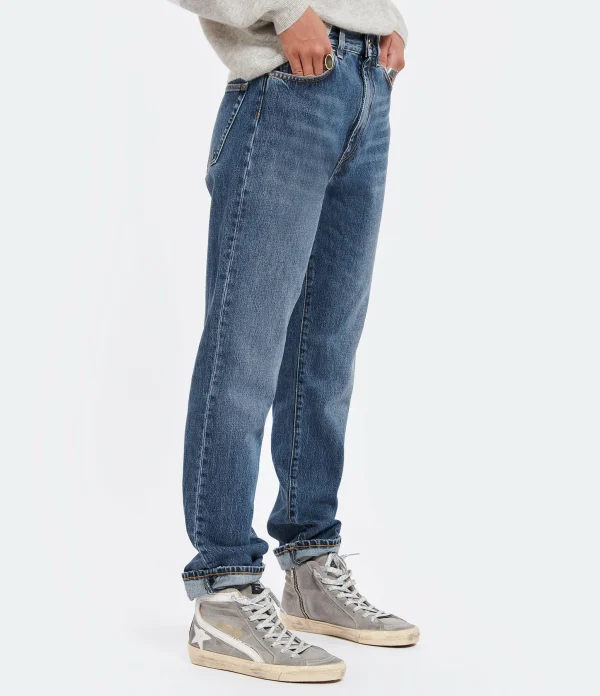 LOULOU STUDIO Jean Wular Droit Coton Bleu Délavé 5