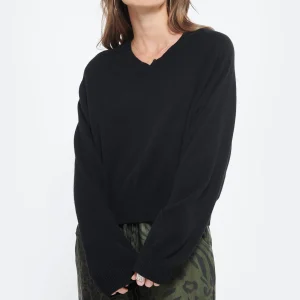 LOULOU STUDIO Pull Col V Cachemire Noir 12