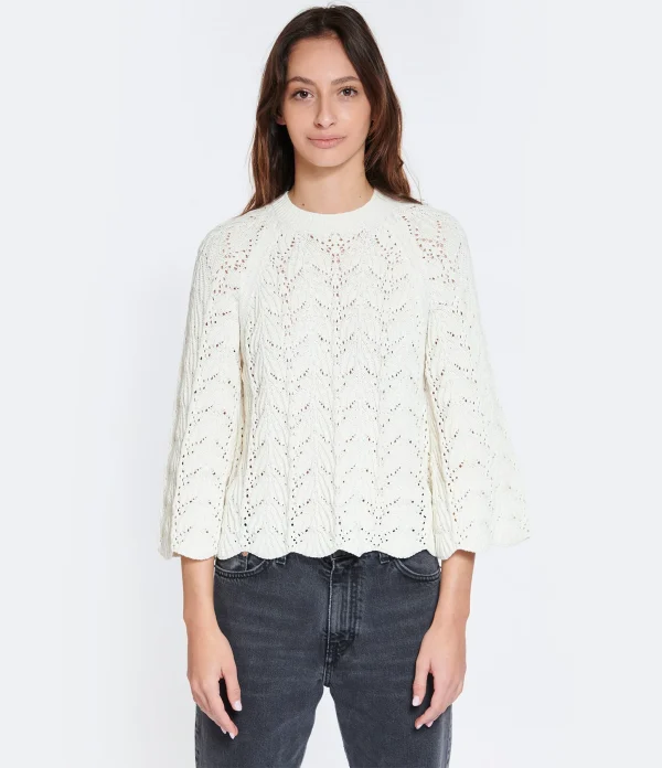 LOULOU STUDIO Top Cabra Crochet Coton Ivoire 4