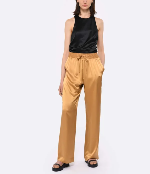 LOULOU STUDIO Pantalon Soma Soie Camel 3